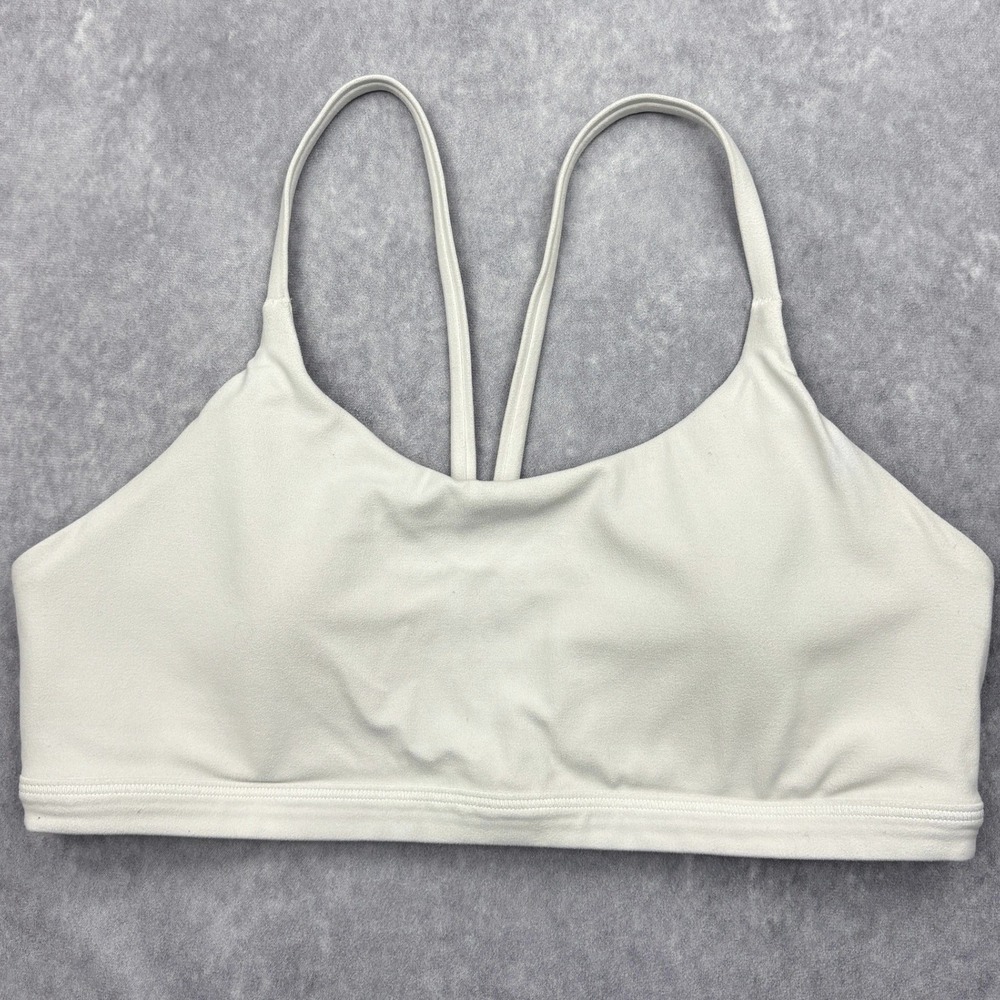 Athleta Womens Small Bone Cream Strappy Y-Back Powervita Yoga Sports Bra 413241